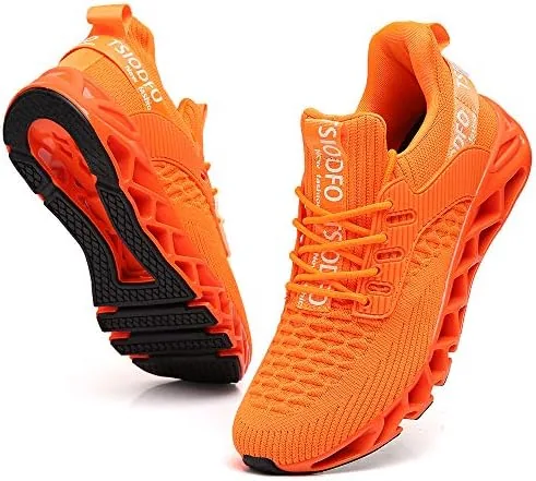tsiodfo slip on sneakers for women sport running shoes athletic train tennis walking shoes ladies gym workout jogging fashion sneaker orange size 85