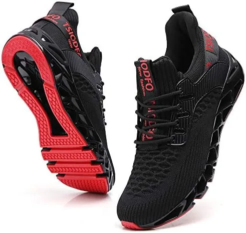 tsiodfo sneakers for men slip on fashion casual sport running tennis athletic walking shoes gym runner trail shoes non slip jogging shoe black size 12