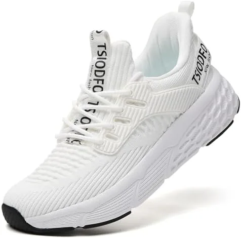 tsiodfo womens slip on running shoes non slip walking shoes lightweight gym workout platform shoes white size 10 breathable fashion sneakers